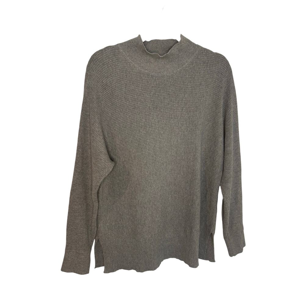 Banana Republic Gray Mock Neck Sweater Ribbed Knit Pullover Women’s Medium